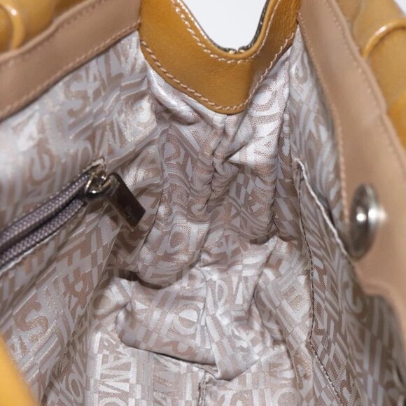 Salvatore Ferragamo Hand Bag Patent leather Brown Silver Auth BA3981 - Picture 12 of 15